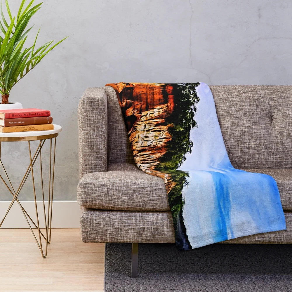 Cozy plush blanket featuring a serene empty beach landscape