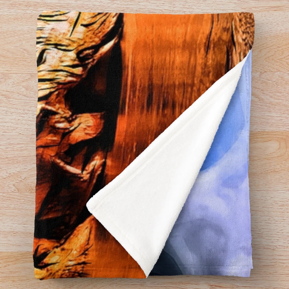 Cozy plush blanket featuring a serene empty beach landscape