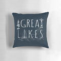 Cozy, nautical-inspired Great Lakes pillow with sailboat and lighthouse design