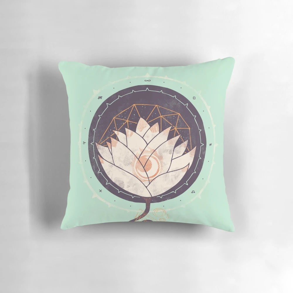 Lotus flower design pillow, featuring a beautiful and serene lotus mandala pattern