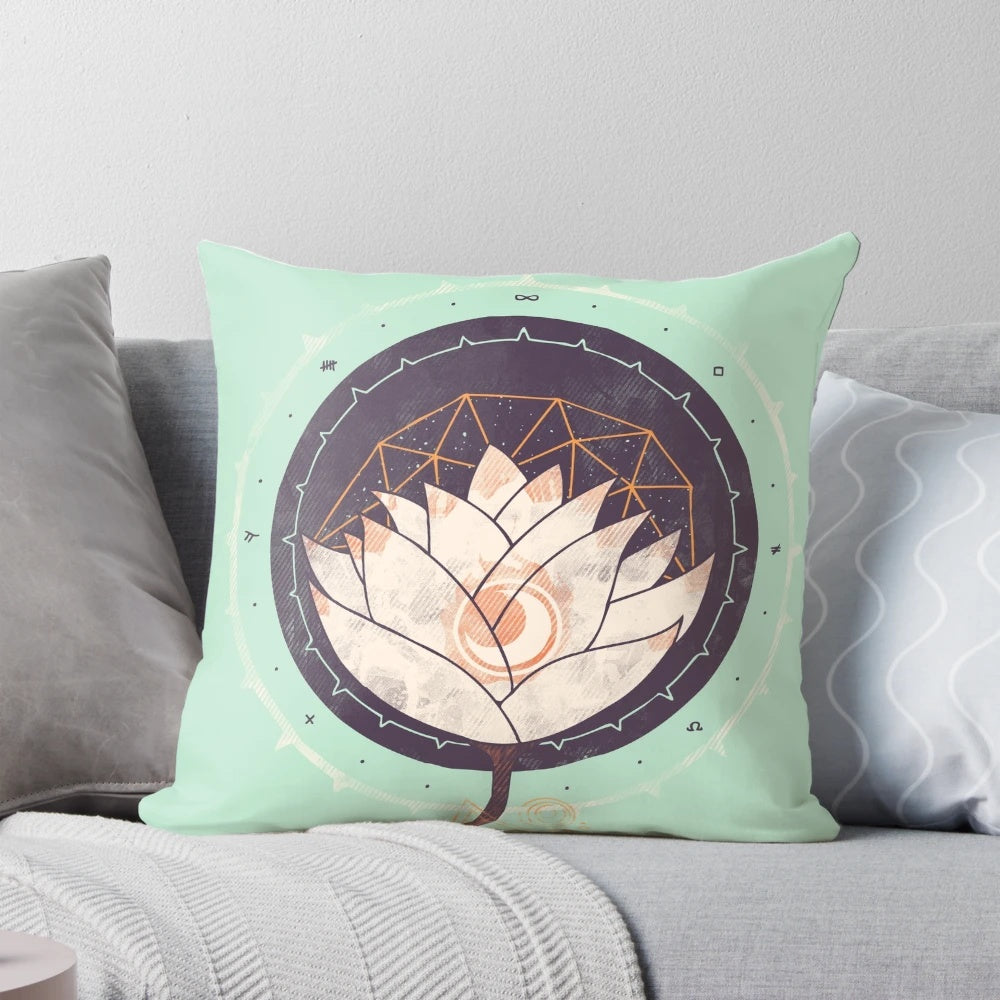 Lotus flower design pillow, featuring a beautiful and serene lotus mandala pattern