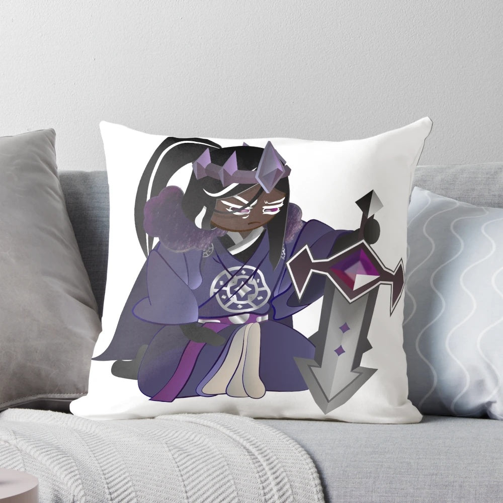 Dark Cacao Cookie from Cookie Run Kingdom meditating on a plush pillow