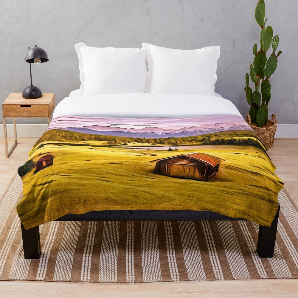 Tranquil plush blanket with nature-inspired design