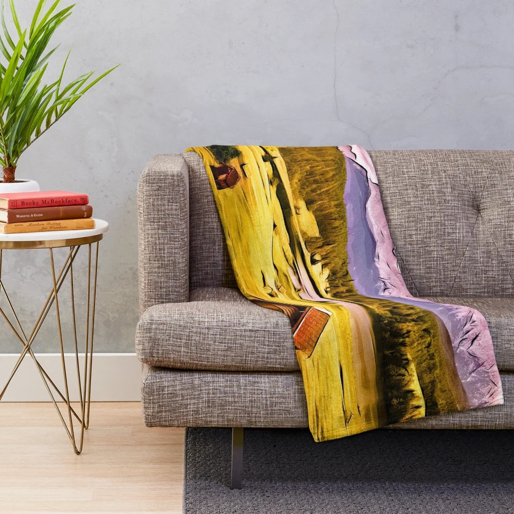 Tranquil plush blanket with nature-inspired design