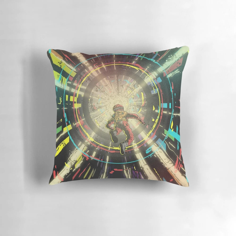 Captivating pillow with a trippy, intergalactic design that takes you on a journey through space and time.