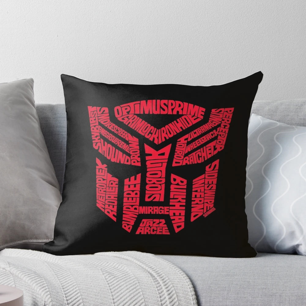 Transformers Autobots Decorative Accent Pillow featuring iconic Autobot characters and symbols