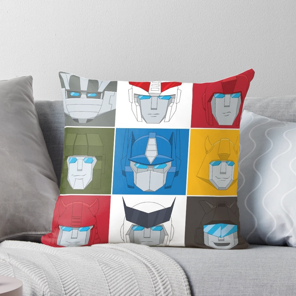 Transformers G1 Autobot Nine Pillow featuring Optimus Prime, Wheeljack, Prowl, and other iconic Autobots