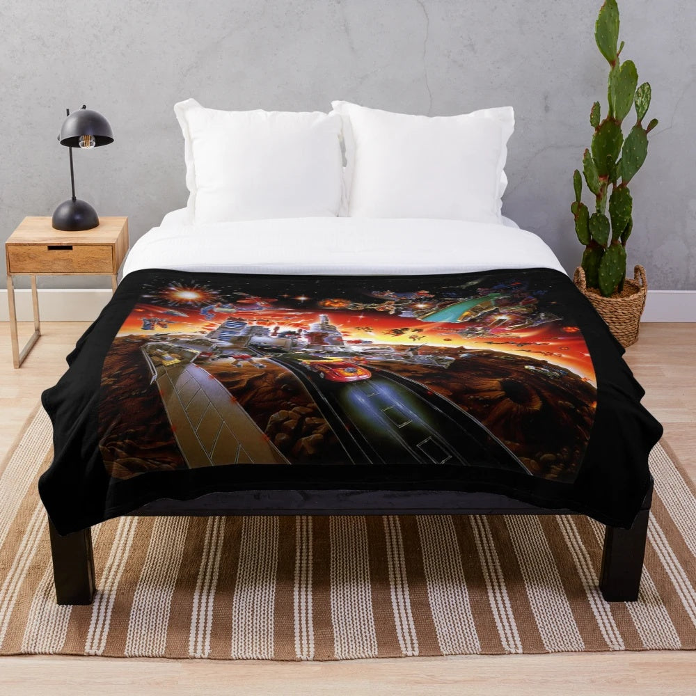 Transformers G1-inspired plush blanket with iconic characters
