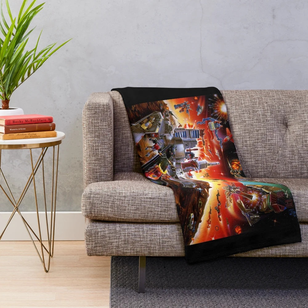 Transformers G1-inspired plush blanket with iconic characters
