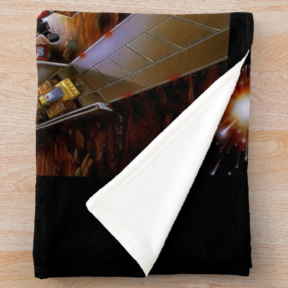Transformers G1-inspired plush blanket with iconic characters