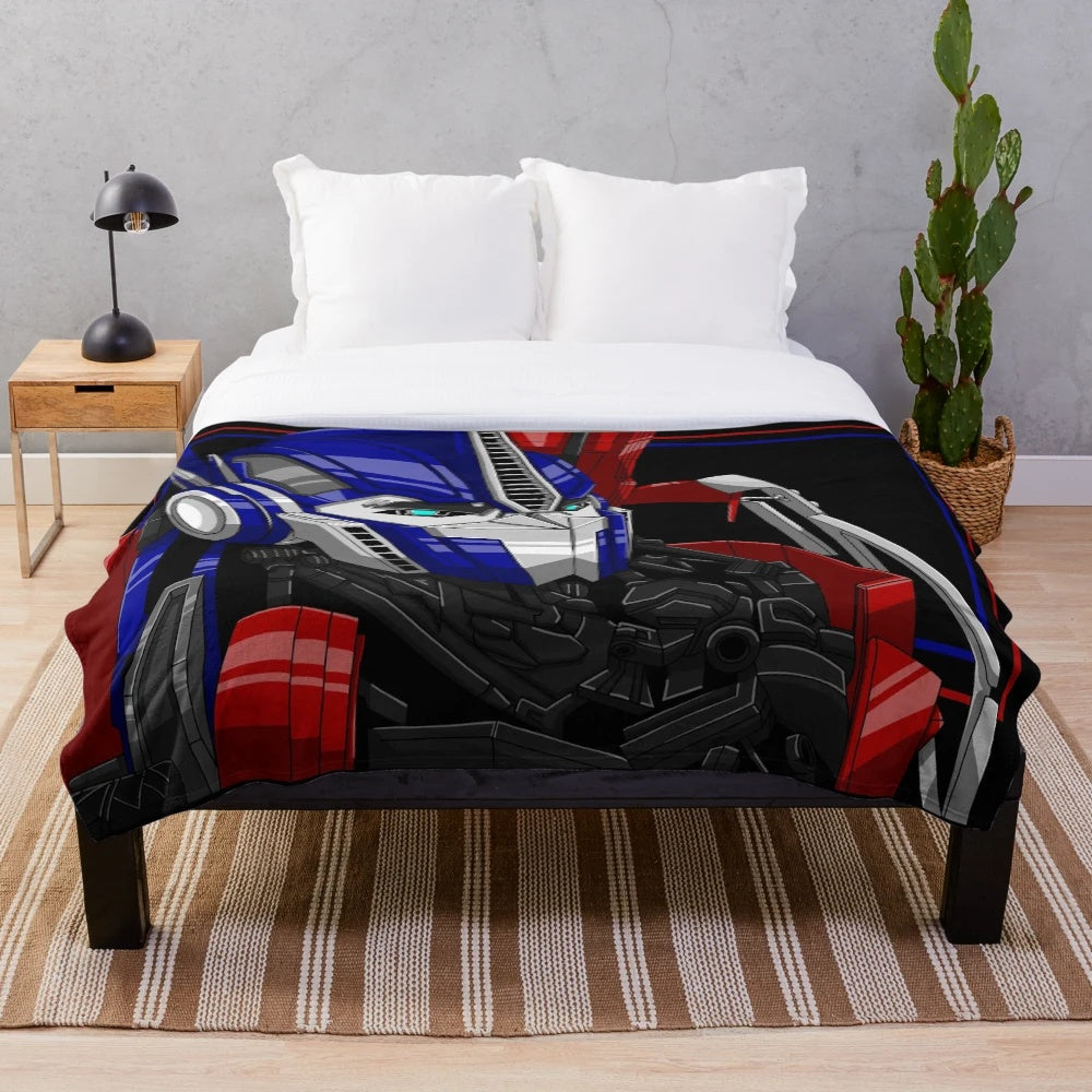 Transformers-inspired Optimus Prime graphic design plush blanket