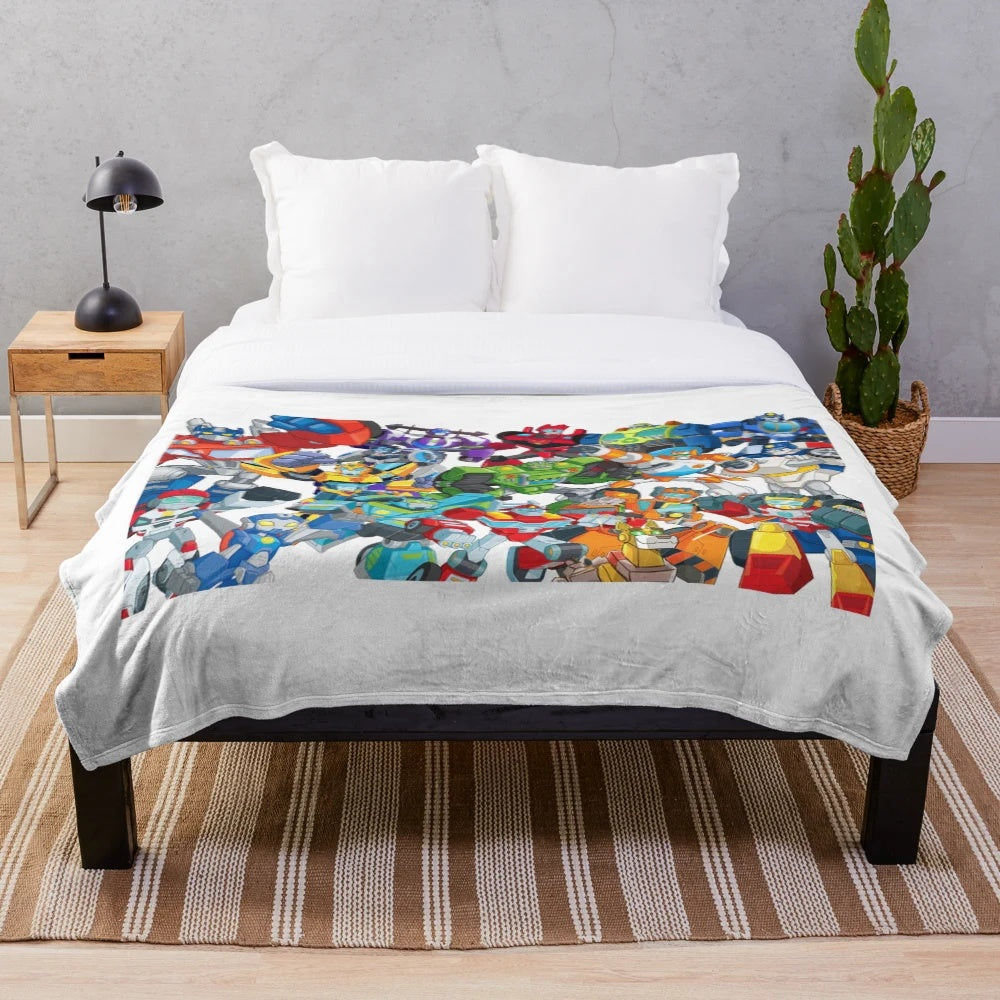 Transformers Rescue Bots inspired plush blanket featuring favorite characters
