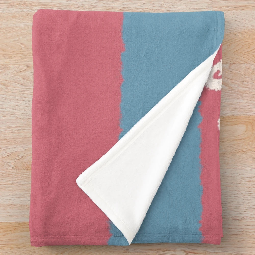 Soft and cuddly plush blanket featuring transgender pride flag bunnies