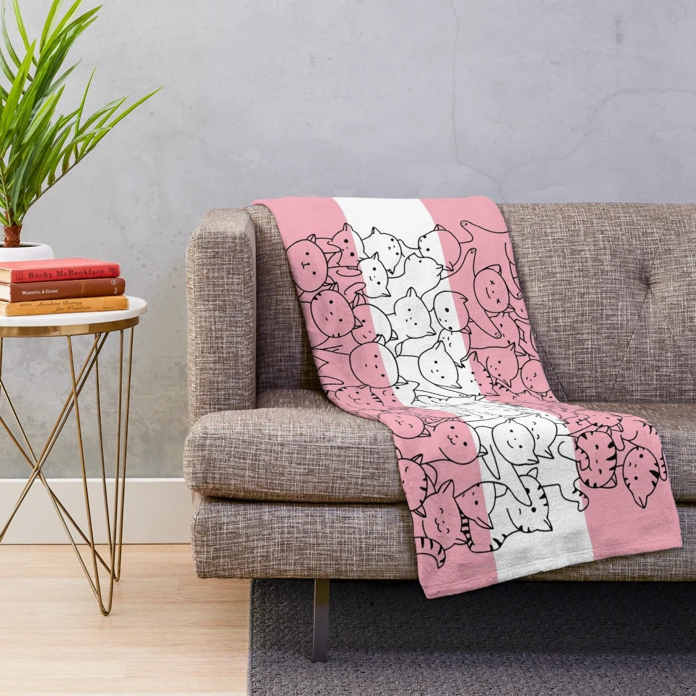 Transgender Pride Cat Plush Blanket with Colorful LGBTQ+ Design