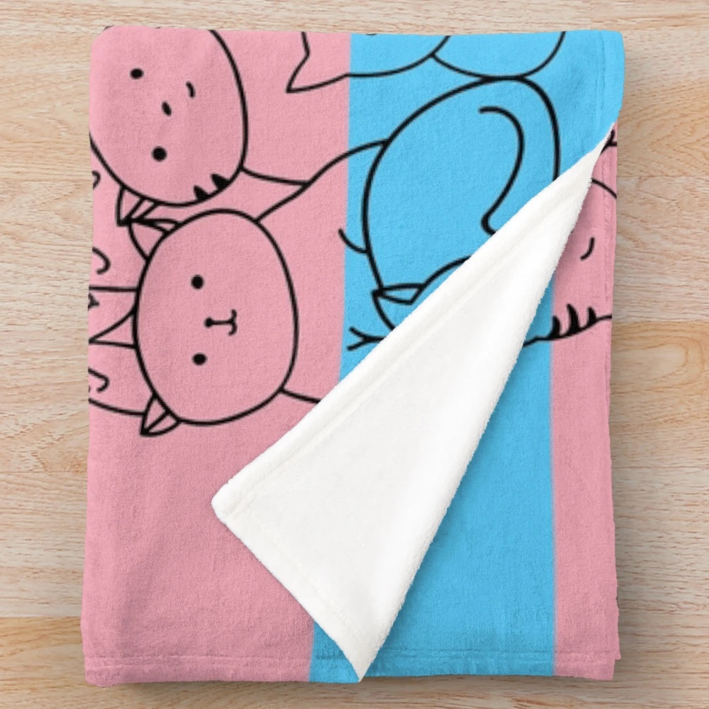 Transgender Pride Cat Plush Blanket with Colorful LGBTQ+ Design
