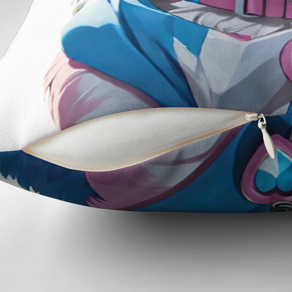 Colorful transgender pride flag dog pillow with text "Trans Dog
