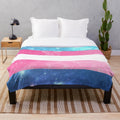 Transgender Pride Galaxy Plush Blanket with Trans Flag Design