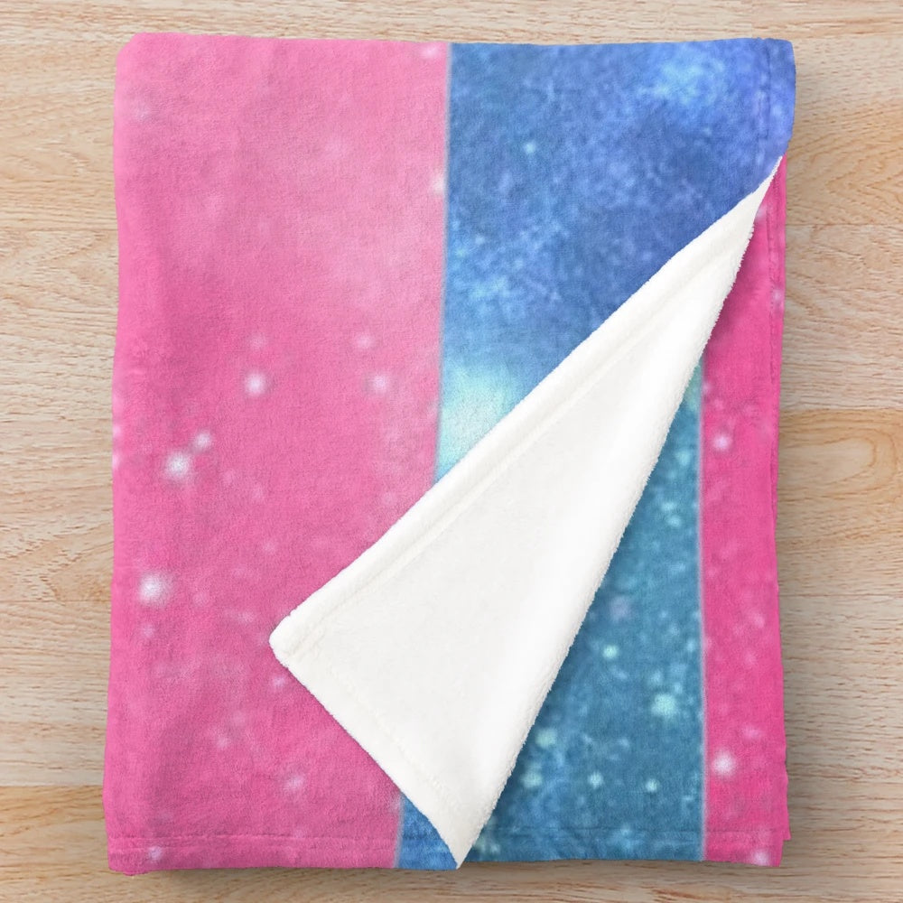 Transgender Pride Galaxy Plush Blanket with Trans Flag Design