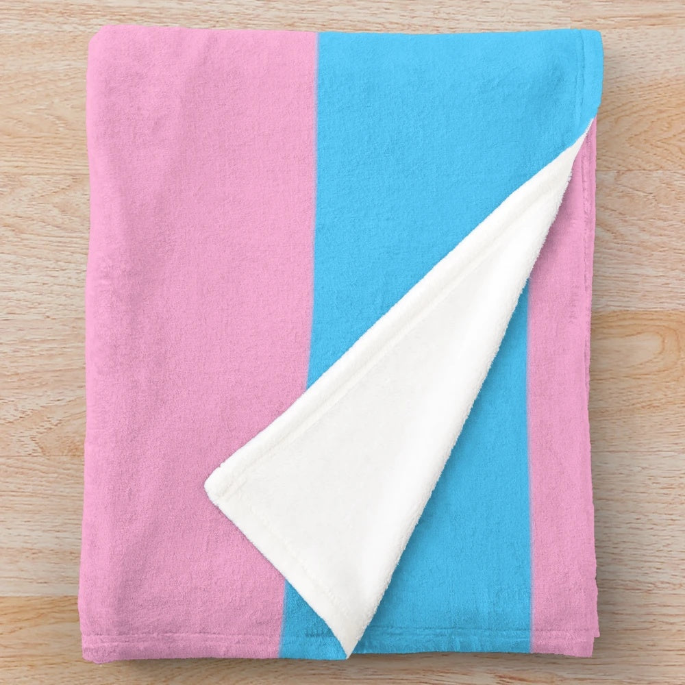 Transgender pride plush blanket with colorful pride flag design