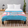 Transgender pride flag plush blanket with dragon design