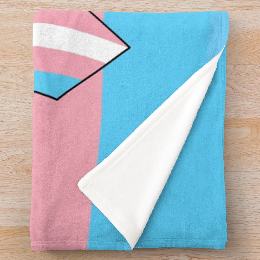 Transgender pride flag plush blanket with dragon design