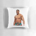 Transparent background image of boxing champion Anthony Joshua on a plush pillow