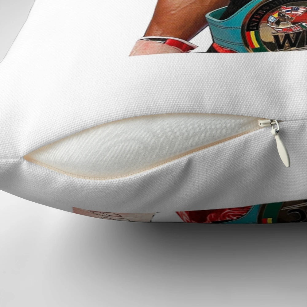 Transparent background image of boxing champion Anthony Joshua on a plush pillow