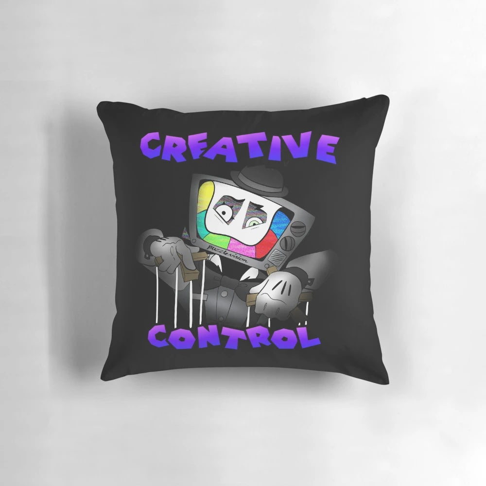 Transparent Creative Control (Mr. Puzzles) Pillow with SMG4 TV Head Glitch Design