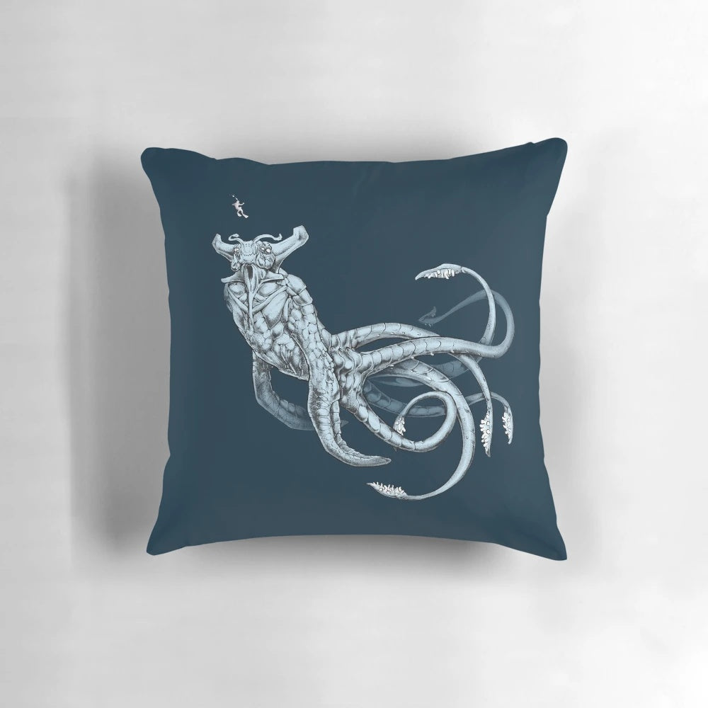 Transparent pillow with a sea creature design, inspired by the game Subnautica