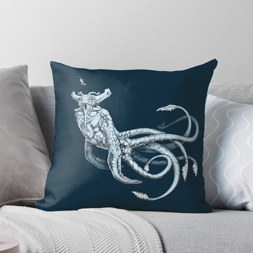 Transparent pillow with a sea creature design, inspired by the game Subnautica
