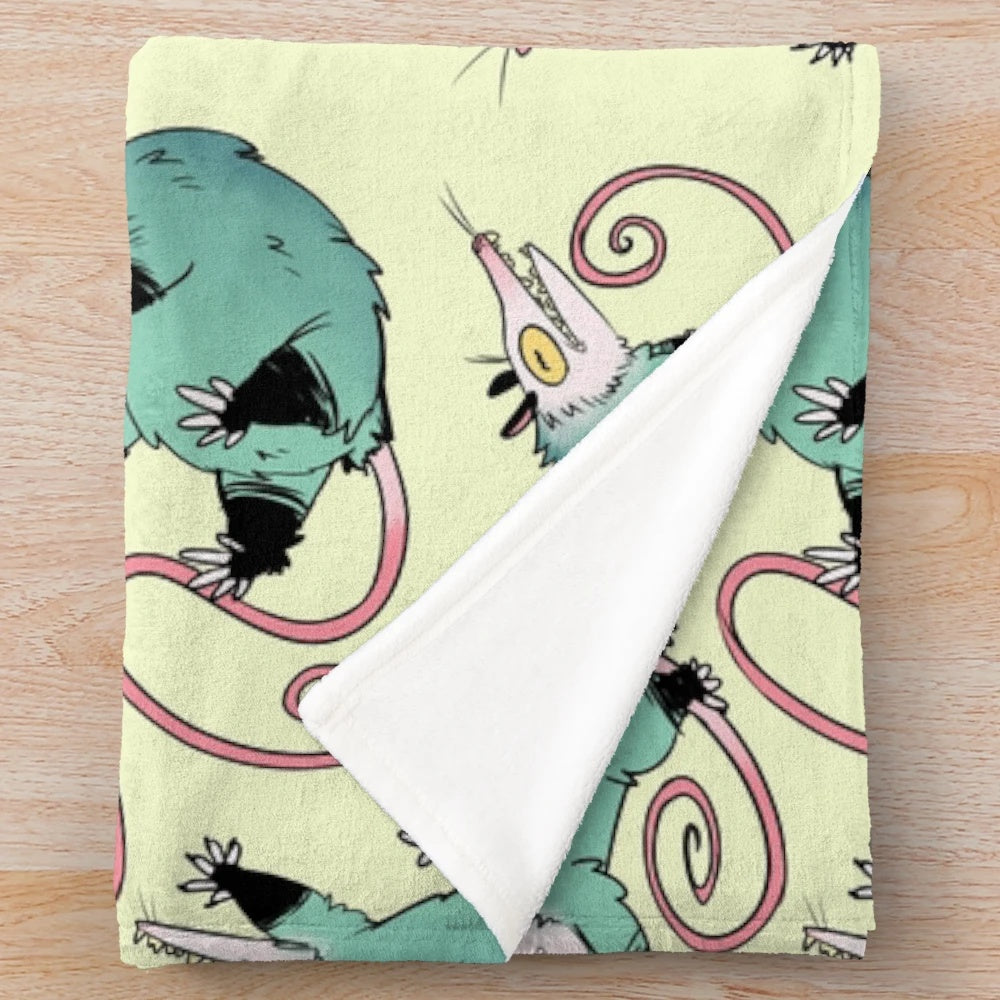 Trash Cats Plush Blanket featuring cute opossums and possums