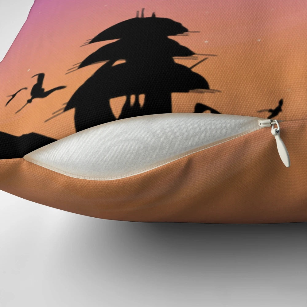 Treasure Planet movie-inspired decorative pillow featuring characters Jim Hawkins and Morph in a space design