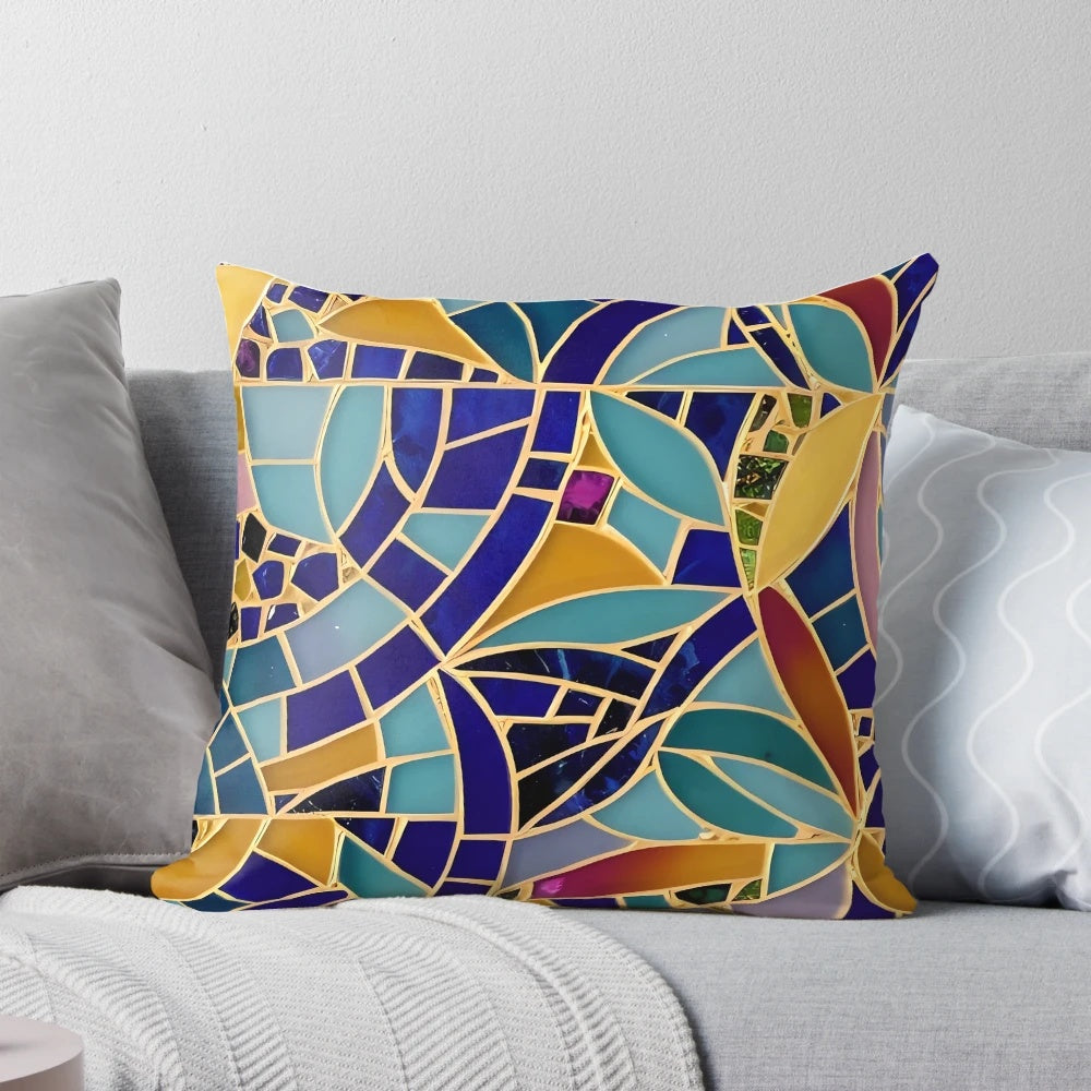 Mosaic Pillow with Trencadis Design in Gaudi Style from Spain