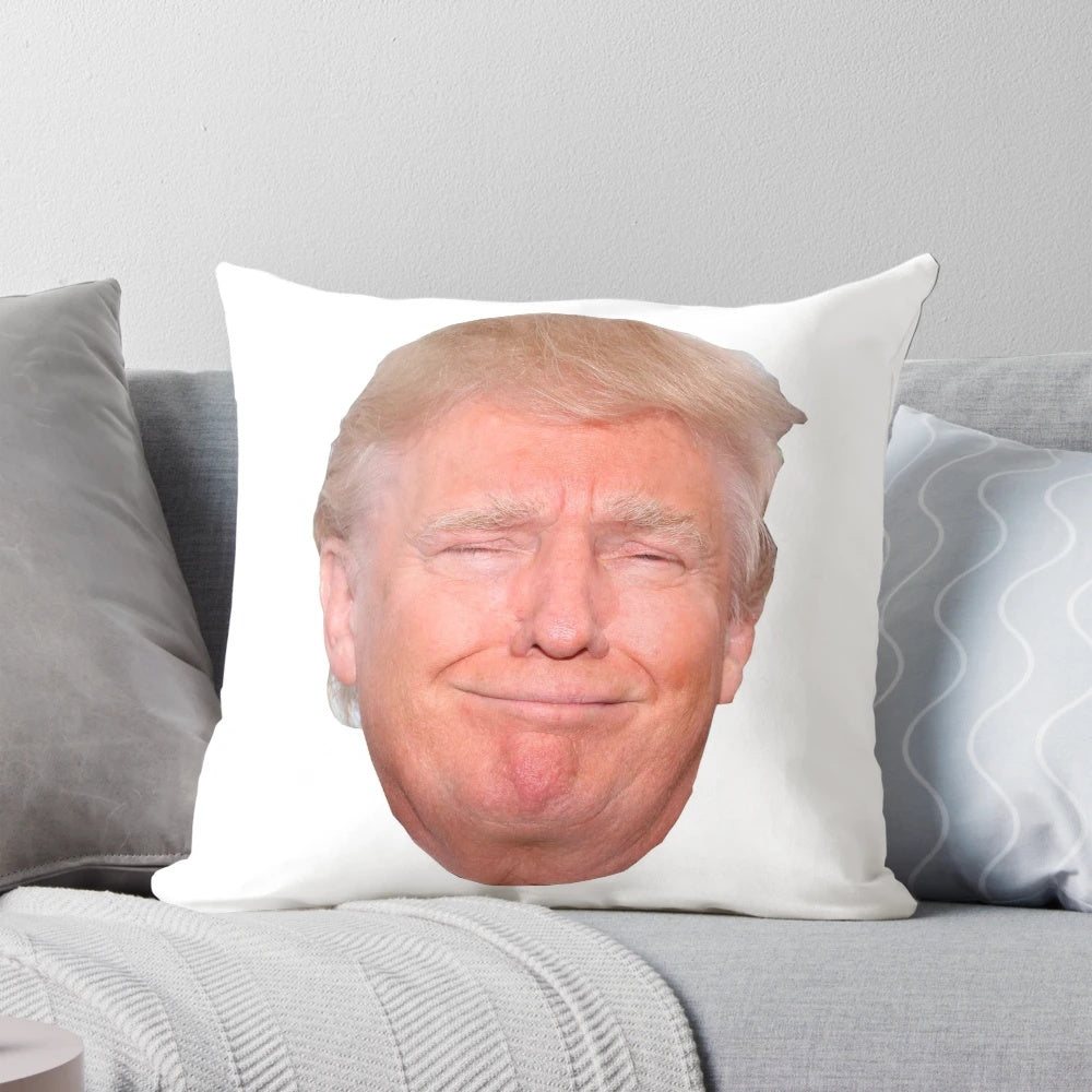 Soft, plush pillow featuring the face of former US President Donald Trump