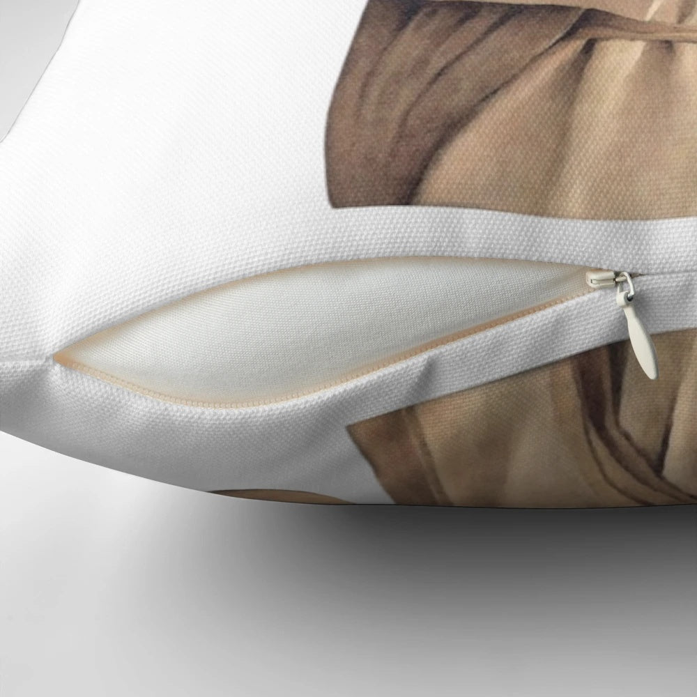 A soft, plush pillow featuring the popular "Jesus Moo Deng" meme with a baby hippo