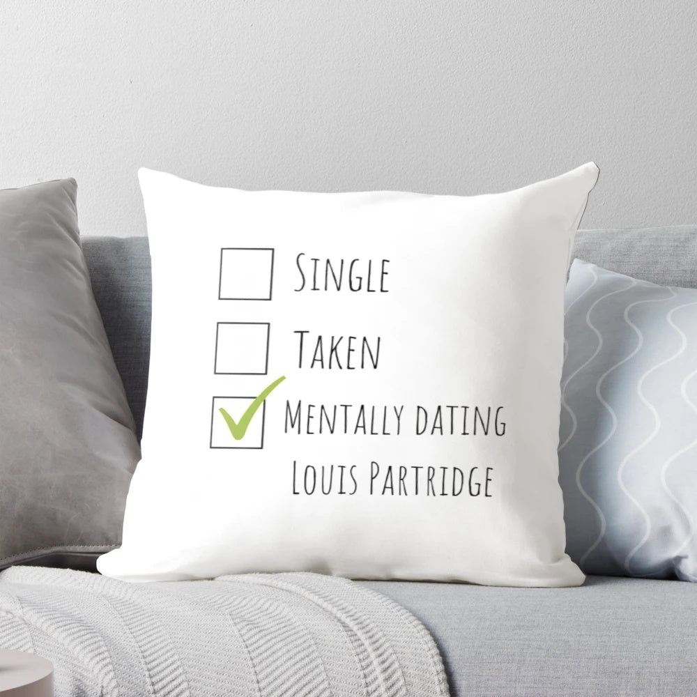 "Cozy Louis Partridge inspired throw pillow with motivational quote"