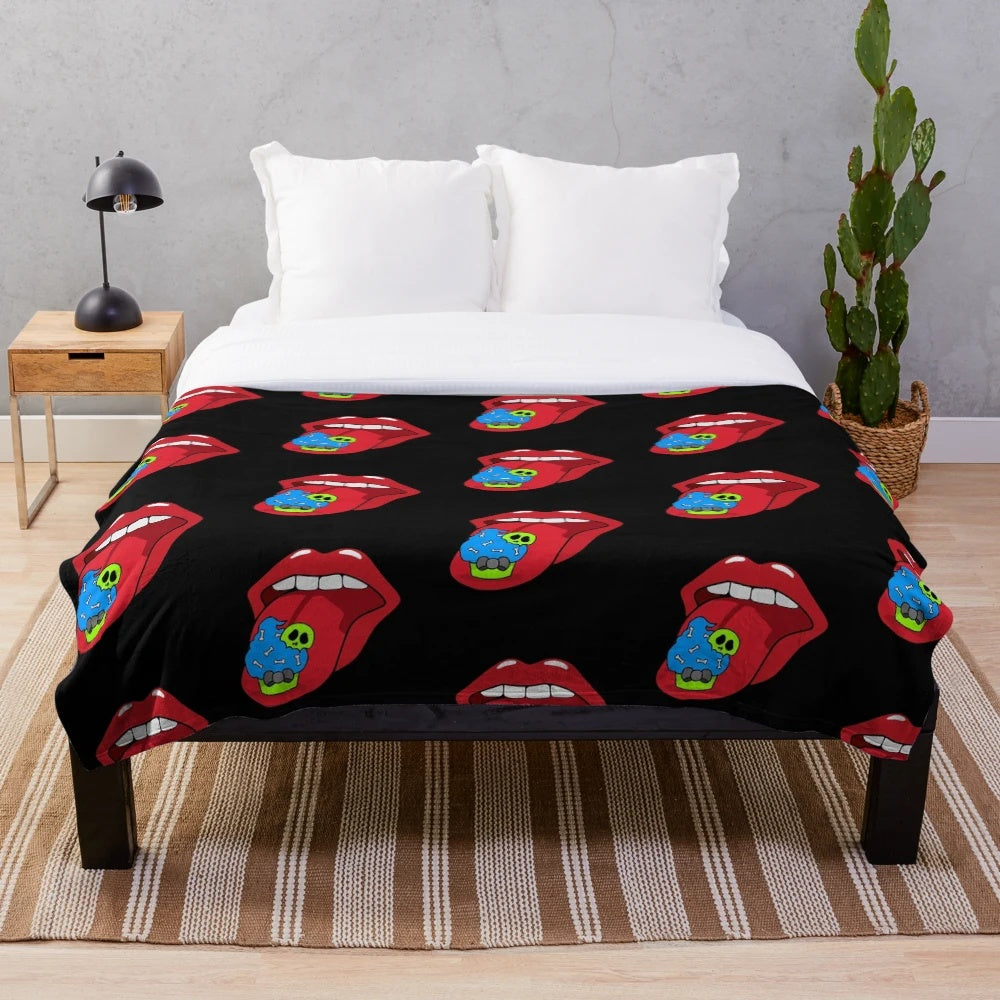 Trendy and cute sugar skull candy plush blanket