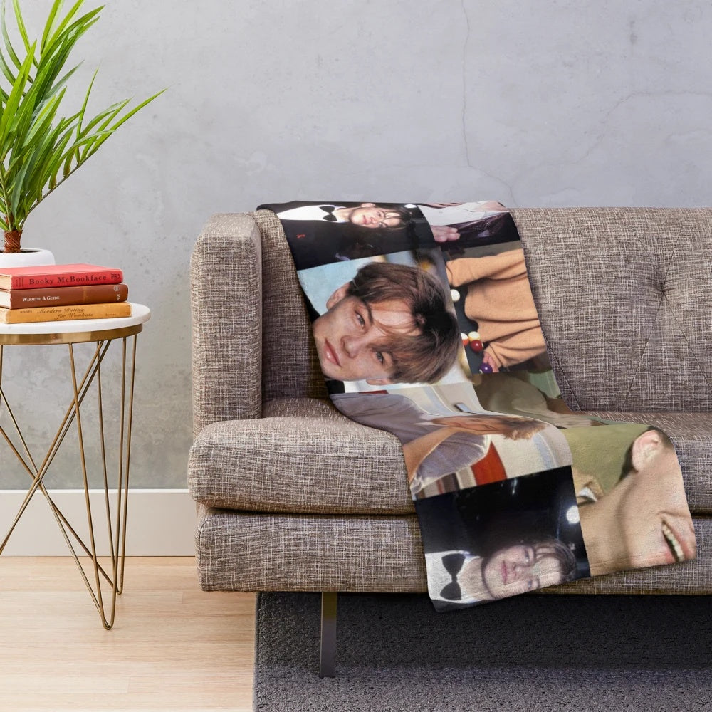 Collage plush blanket featuring Leonardo DiCaprio