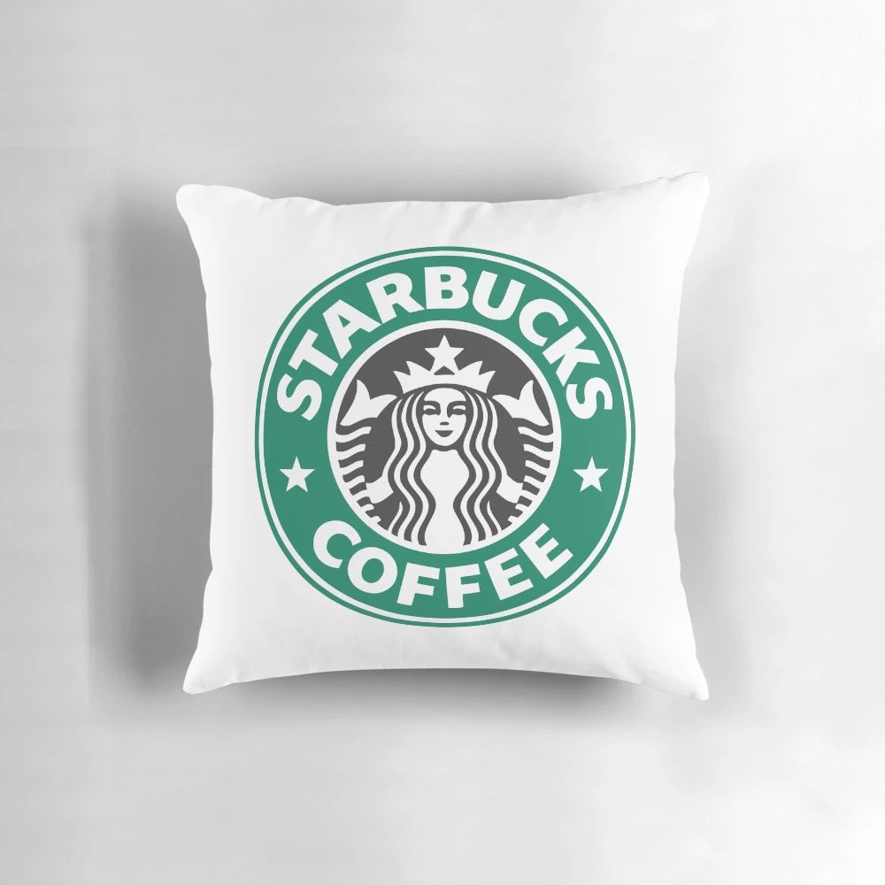 Cozy decorative pillow featuring a coffee roasters and coffeehouse design for coffee lovers and home decor