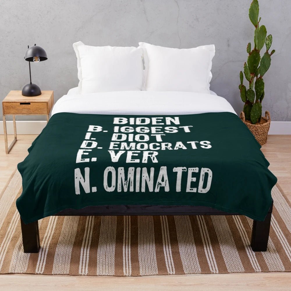 Plush blanket with a retro meme design featuring games and occupations
