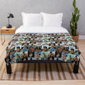 Gray plush blanket with collage design featuring TikTok star Blake Gray
