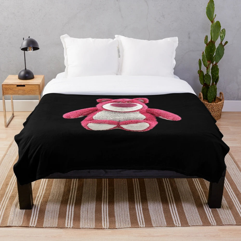 Lotso Huggin Bear plush blanket with trendy graphic design