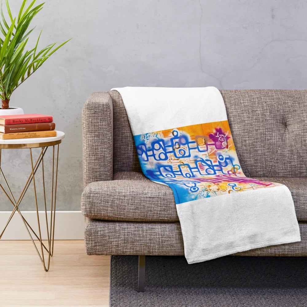 Mandala design plush blanket with abstract acrylic pattern