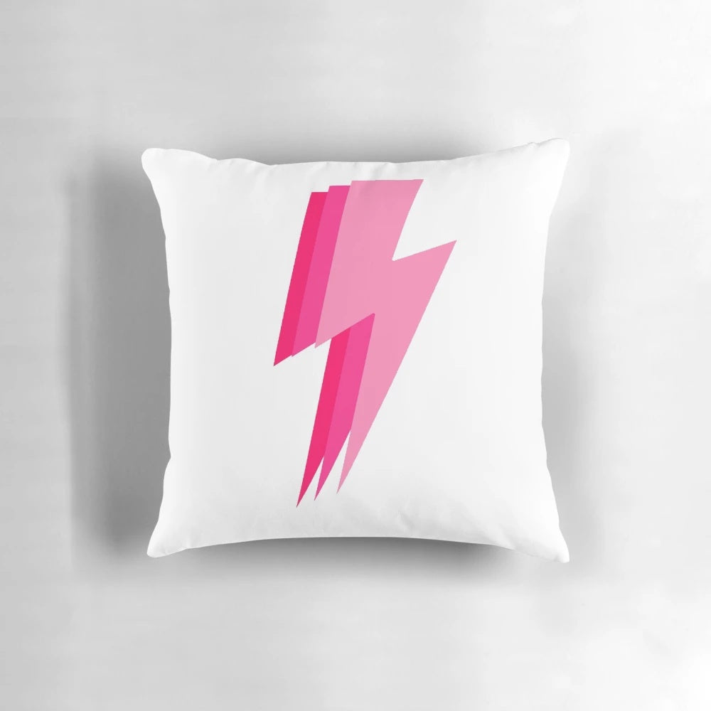 Decorative pink lightning bolt pillow for home and bedroom decor