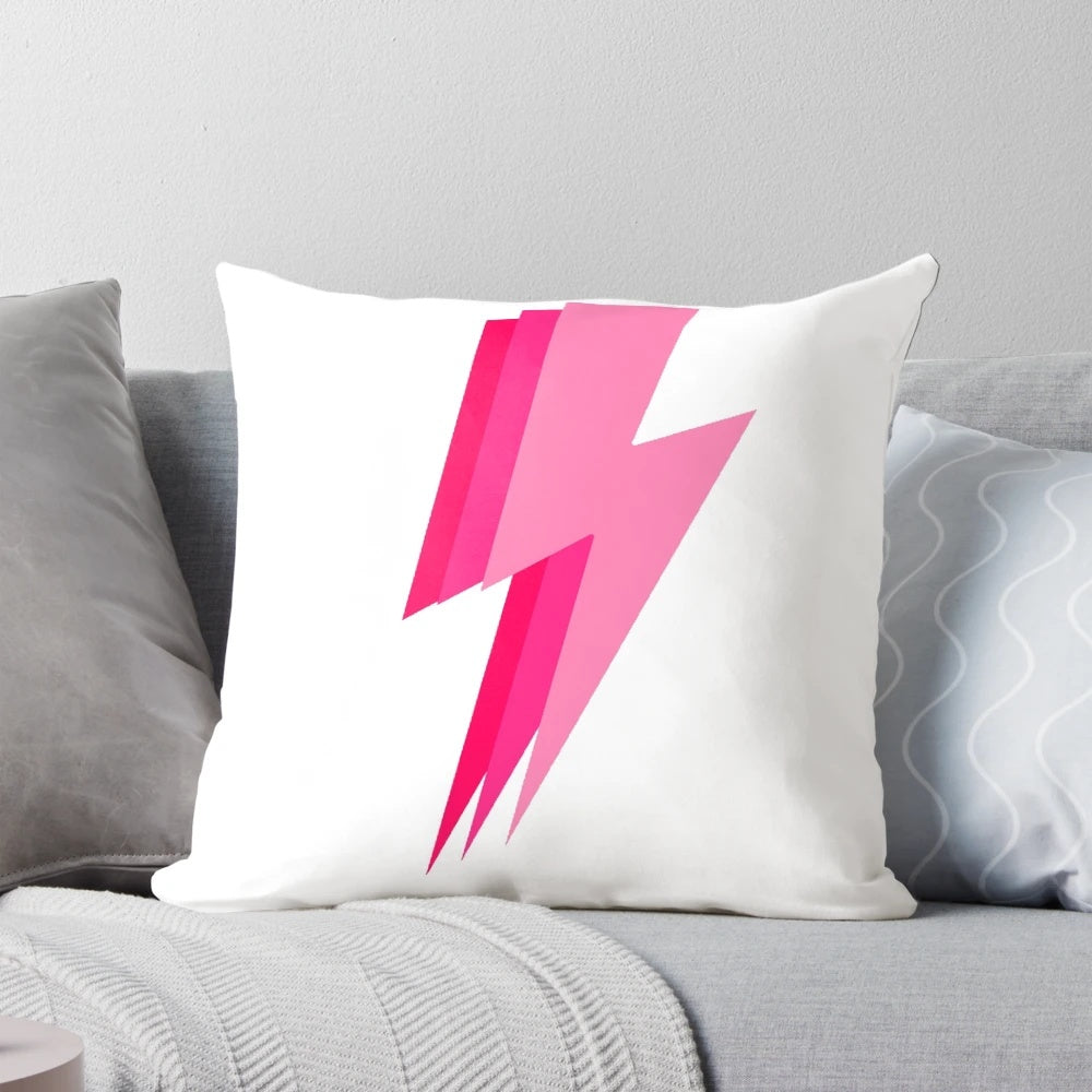 Decorative pink lightning bolt pillow for home and bedroom decor
