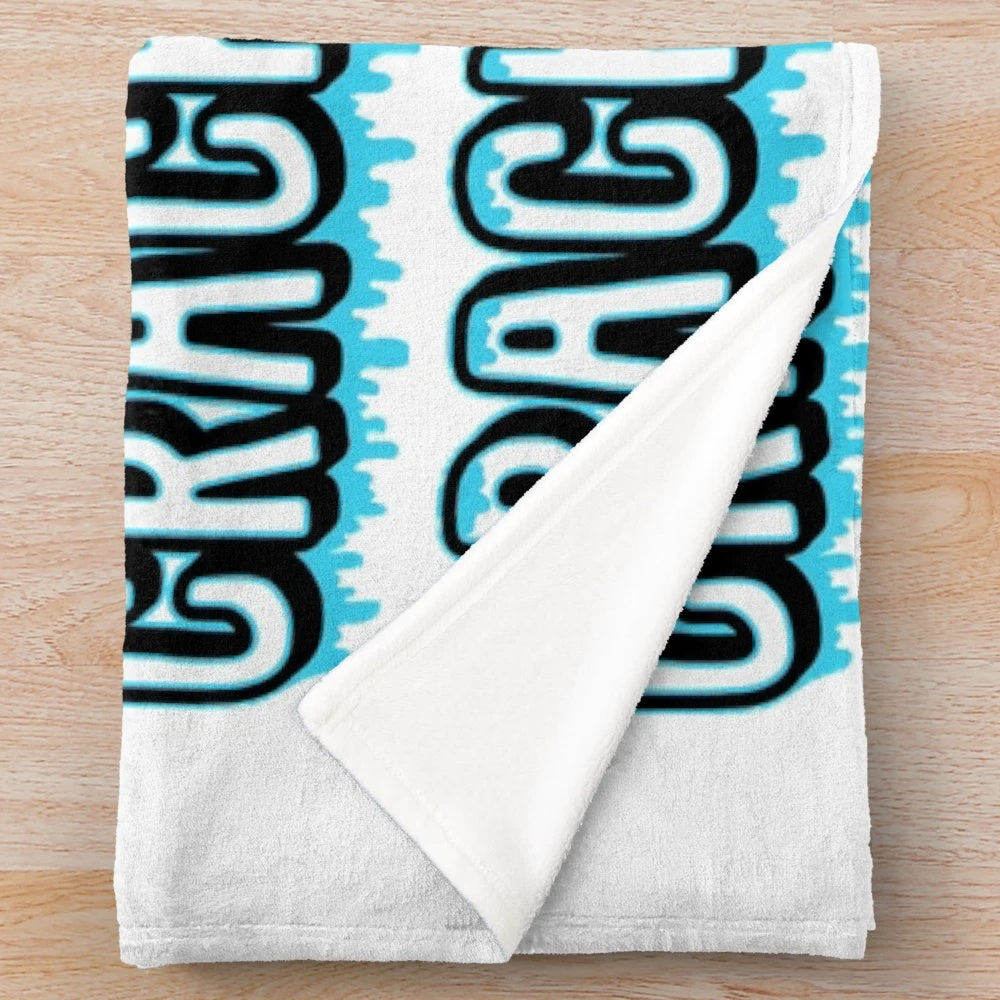 Plush blanket with a funny "crackhead energy" meme design