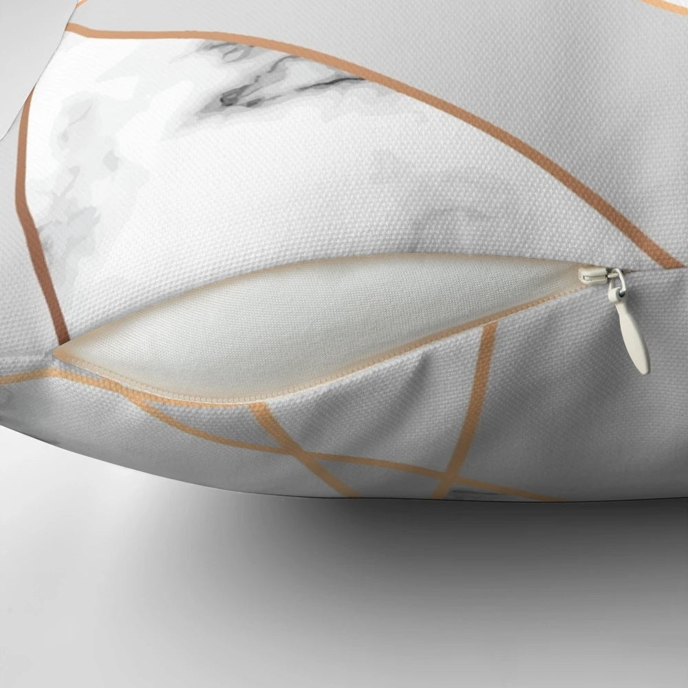 Rose gold marble and copper geometric accent pillow