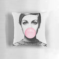 Stylish modern minimalist throw pillow with Scandinavian-inspired celebrity twiggy print pattern