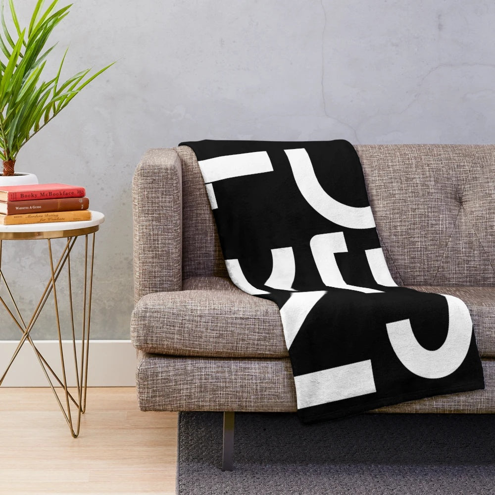 Cozy and soft plush blanket with trendy typography design