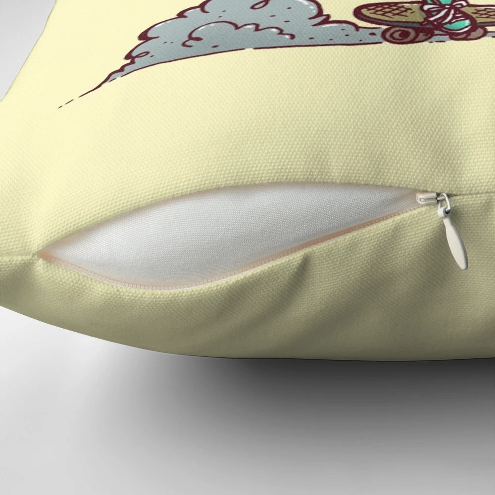 Vibrant watermelon-themed pillow with a skater design, perfect for adding a fun, summer touch to any room.